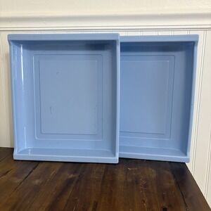 Vtg Rubbermaid Kitchen Sink Drainer Tray Set of 2 Pan Baby Blue 215G 16x13.5"